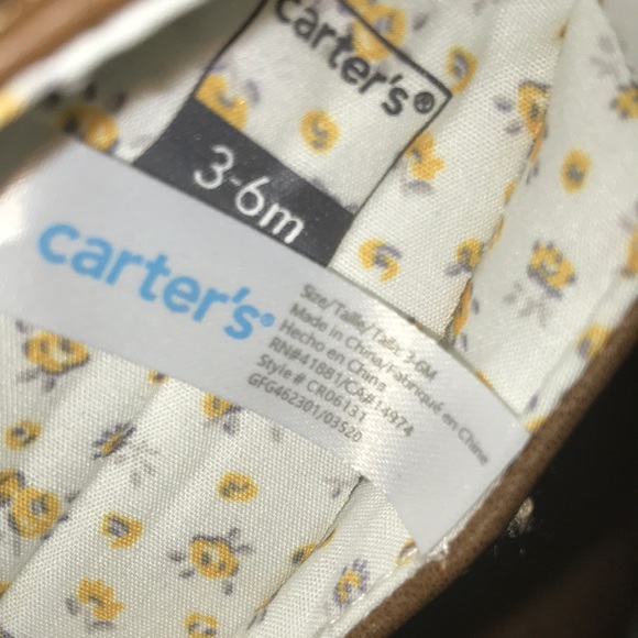 CARTER’S Baby Girl 3-6m Brwn Dress Shoe-Butterfly - Picture 3 of 12